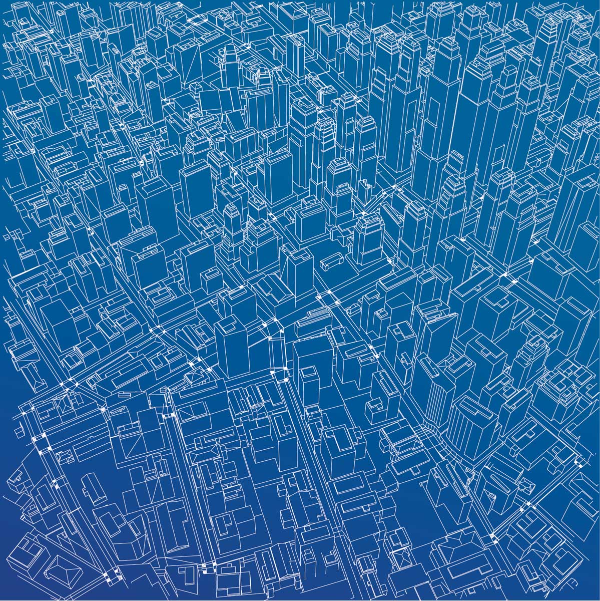Wire-frame City, Blueprint Style.